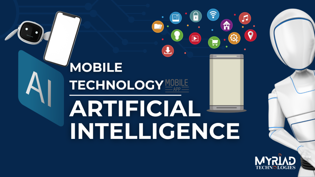 AI holding a mobile device, showcasing the seamless integration of artificial intelligence in enhancing mobile technology experiences.