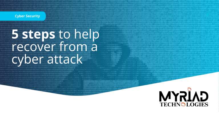 Image depicting a topic "5 steps to help recover from a cyber attack"