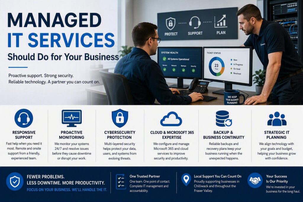 Managed IT services with proactive support, cybersecurity, cloud management, and business continuity solutions.