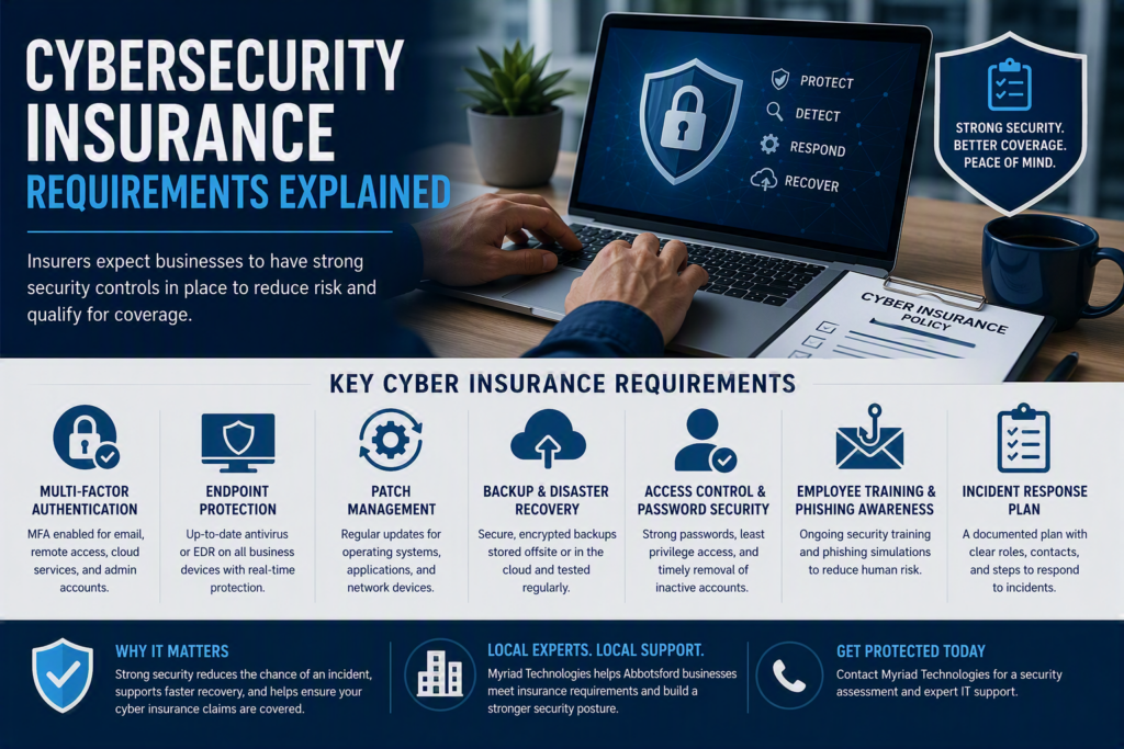 Cybersecurity Insurance Requirements Explained | Myriad Technologies - Managed IT Support and Security Services in Chilliwack Cybersecurity Insurance Requirements Explained